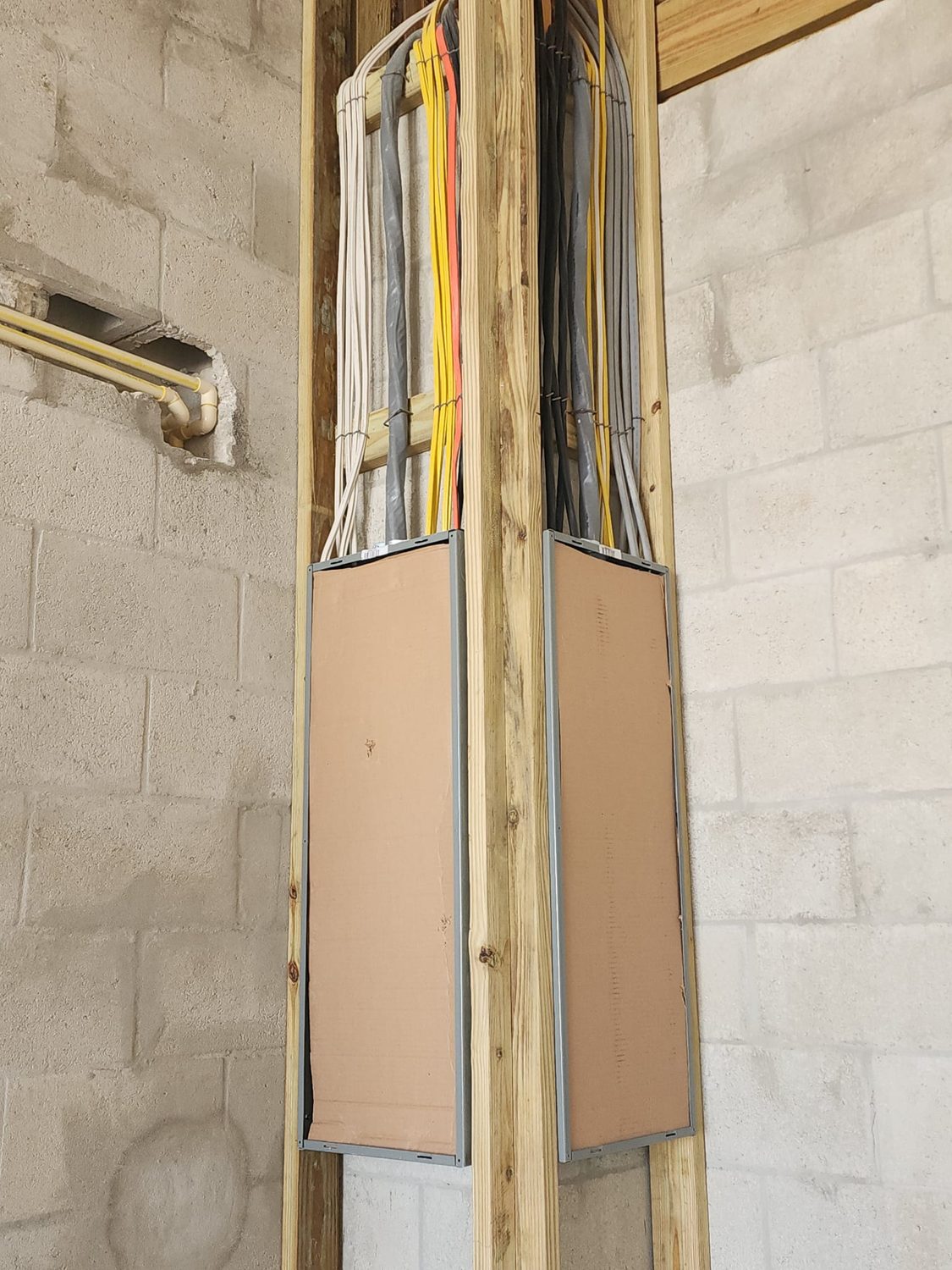 Custom home electrical rough-in — structured wiring at framing