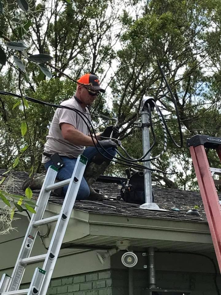 Barnes Electric technician diagnosing a service-entrance fault on site